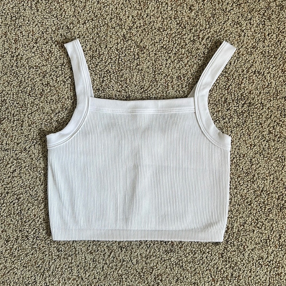 Cotton On white ribbed tank, size medium